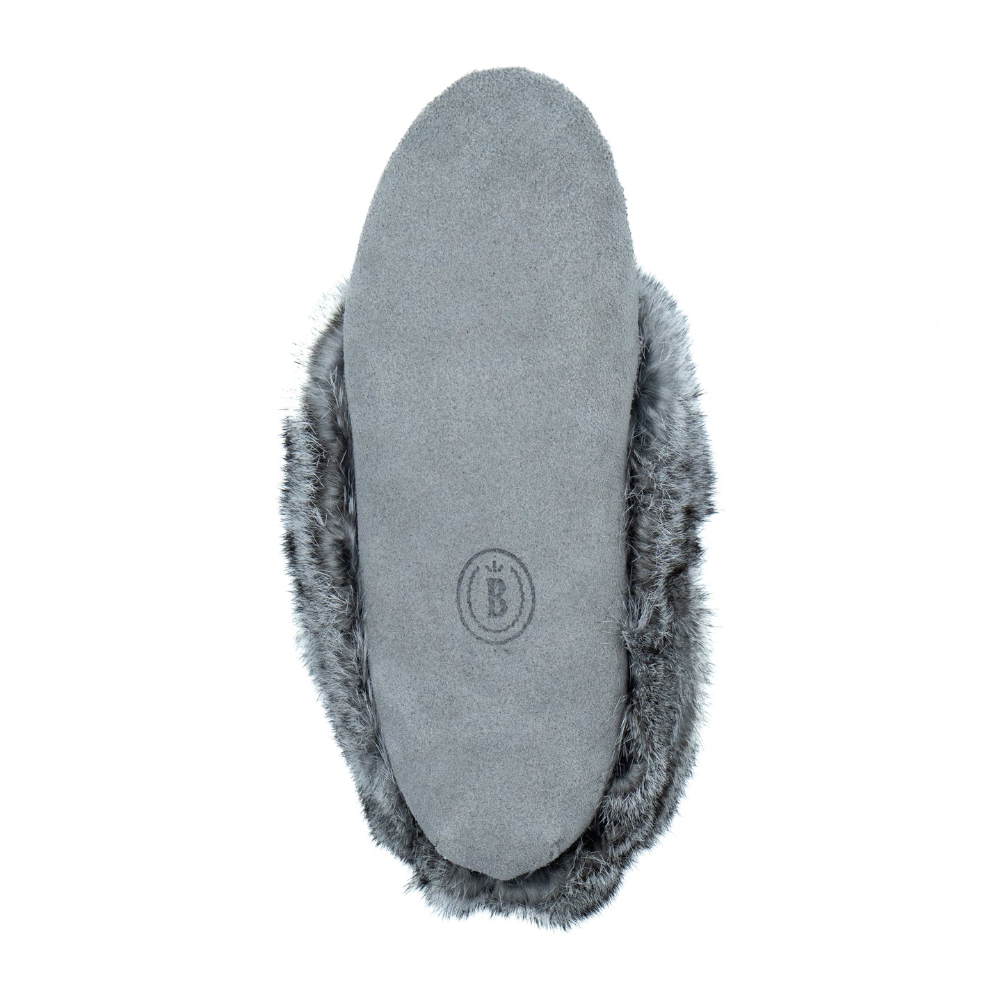 240 Ladies Suede Grey Two-tone Rabit Fur Moc with Fleece Insert
