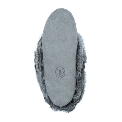 240 Ladies Suede Grey Two-tone Rabit Fur Moc with Fleece Insert