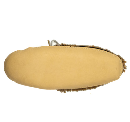 B468 Women Moose Moc Bootie with Fringe Double Leather Sole